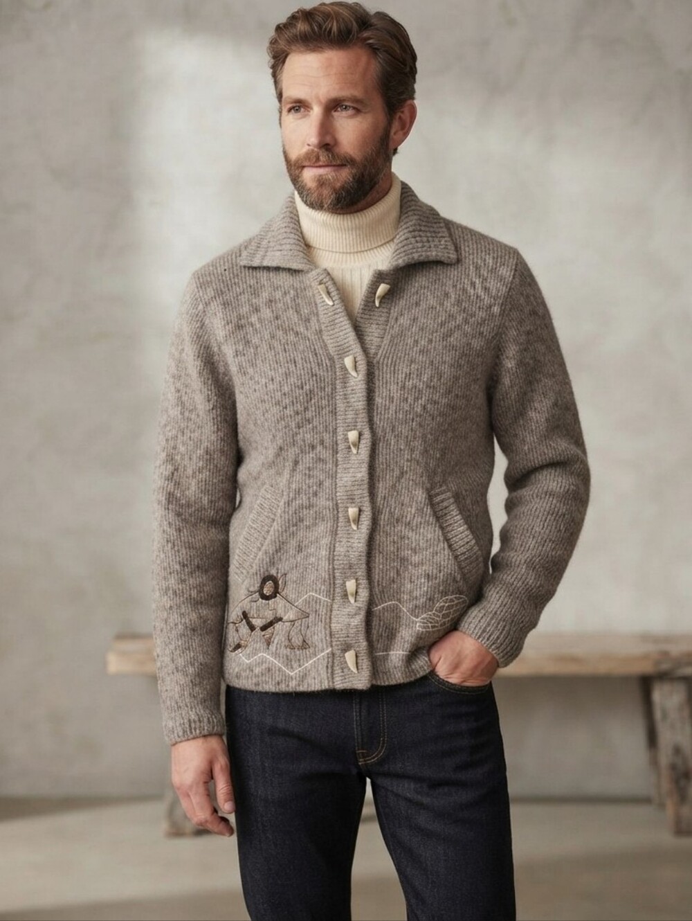 RARE Vintage Caldwell of Canada Sweater Spirit Wool Cardigan NWT Hand Crafted